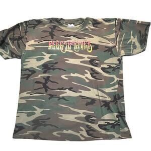 Vintage 2003 Reggae On The River Camo Graphic Tee Festival Shirt Large Men